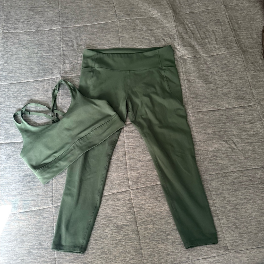 Freely Green Leggings And Sports Bra Set